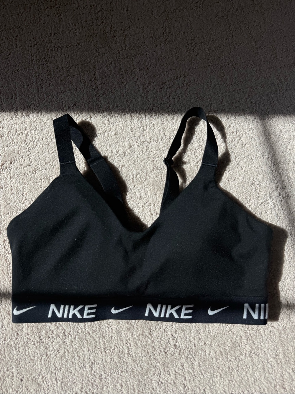 Nike Black & White Logo Elastic Band Sports Bra